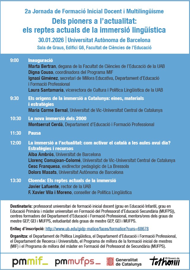 Propera Jornada de formació inicial i multilingüisme