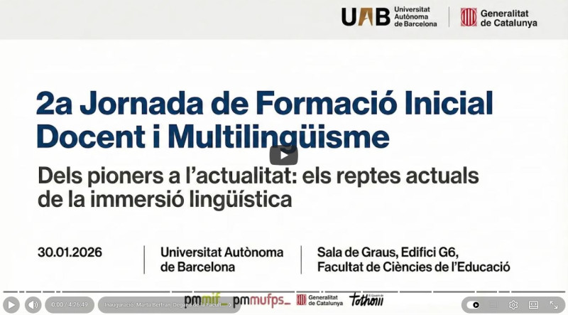 Ja està disponible la gravació de la segona jornada de formació inicial docent i multilingüísme